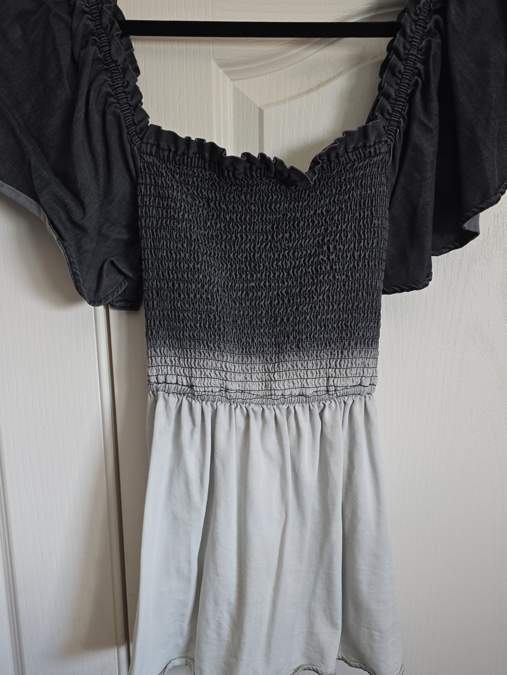 white birch Ombre Smocked Midi Dress in Black and Light Gray